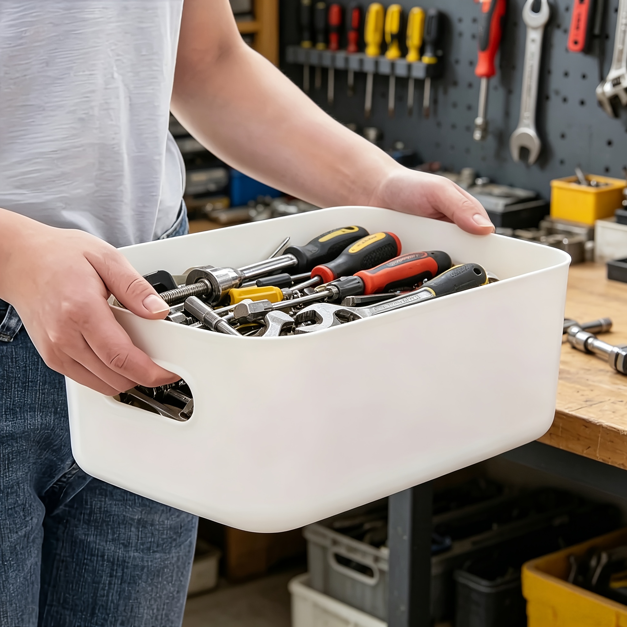 6pcs White Tool Storage Box, Suitable for Home Use for Sorting Screws, Wrenches, and Hardware Accessories, Automotive Parts Organizer Toolbox, Portable Divided Sorting and Storage Box
