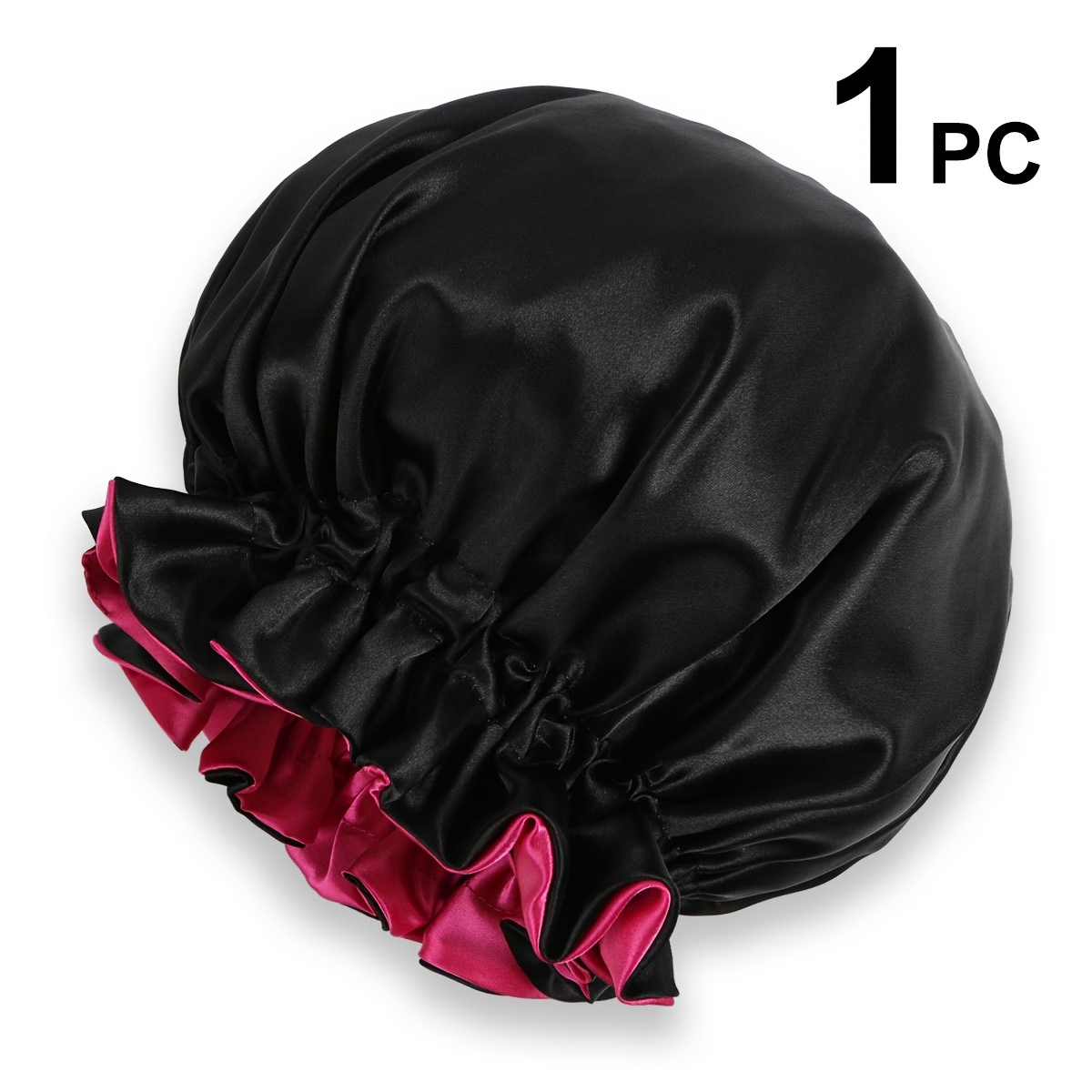 E-shop Luxuriöse Doppellagige Satin- für Frauen - Weiche, Atmungsaktive Nachtmütze in Leuchtenden Farben (Schwarz/Rosa) - Ideal für Haarschutz und ,