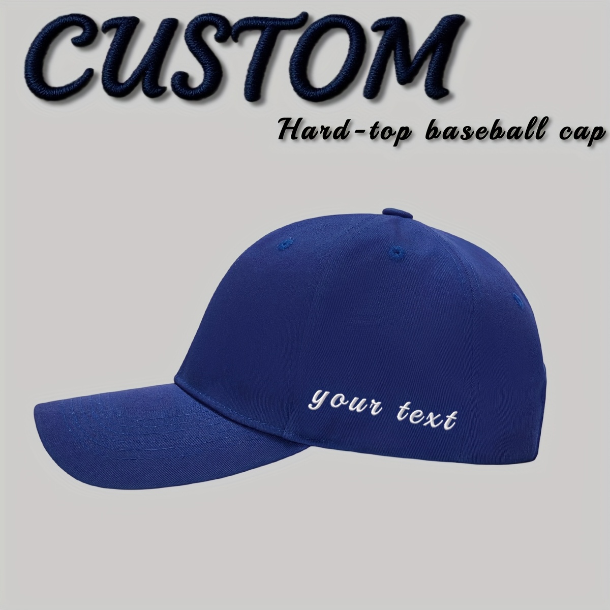 Custom Baseball Cap, Personalized Text Adjustable Hat