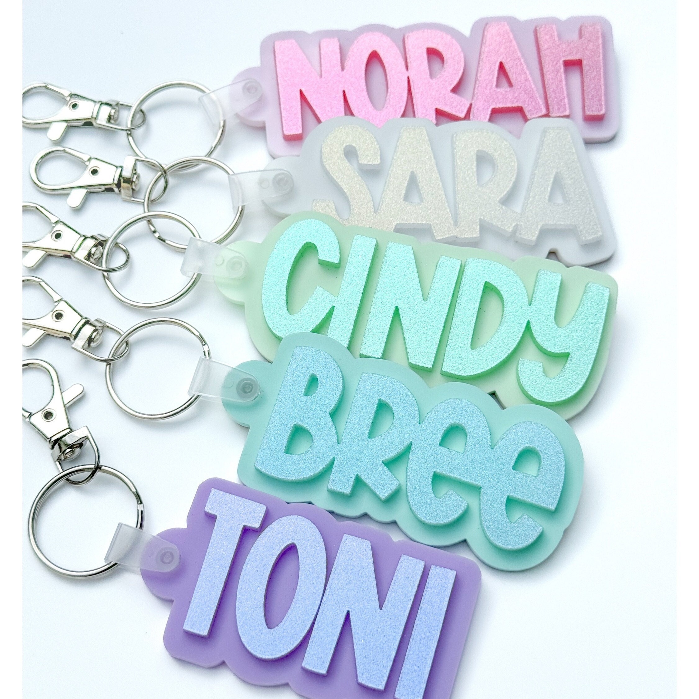 

Custom Acrylic Keychain With Glitter Alphabet Design - Personalized 3d Letter Name Key Ring, Oblong Shape With Ring , Ideal For Thanksgiving Day Gift & Decoration, Single Piece