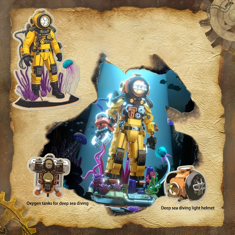 1300pcs Cyberpunk Diving Suit Building Set - Astronaut Model Toy