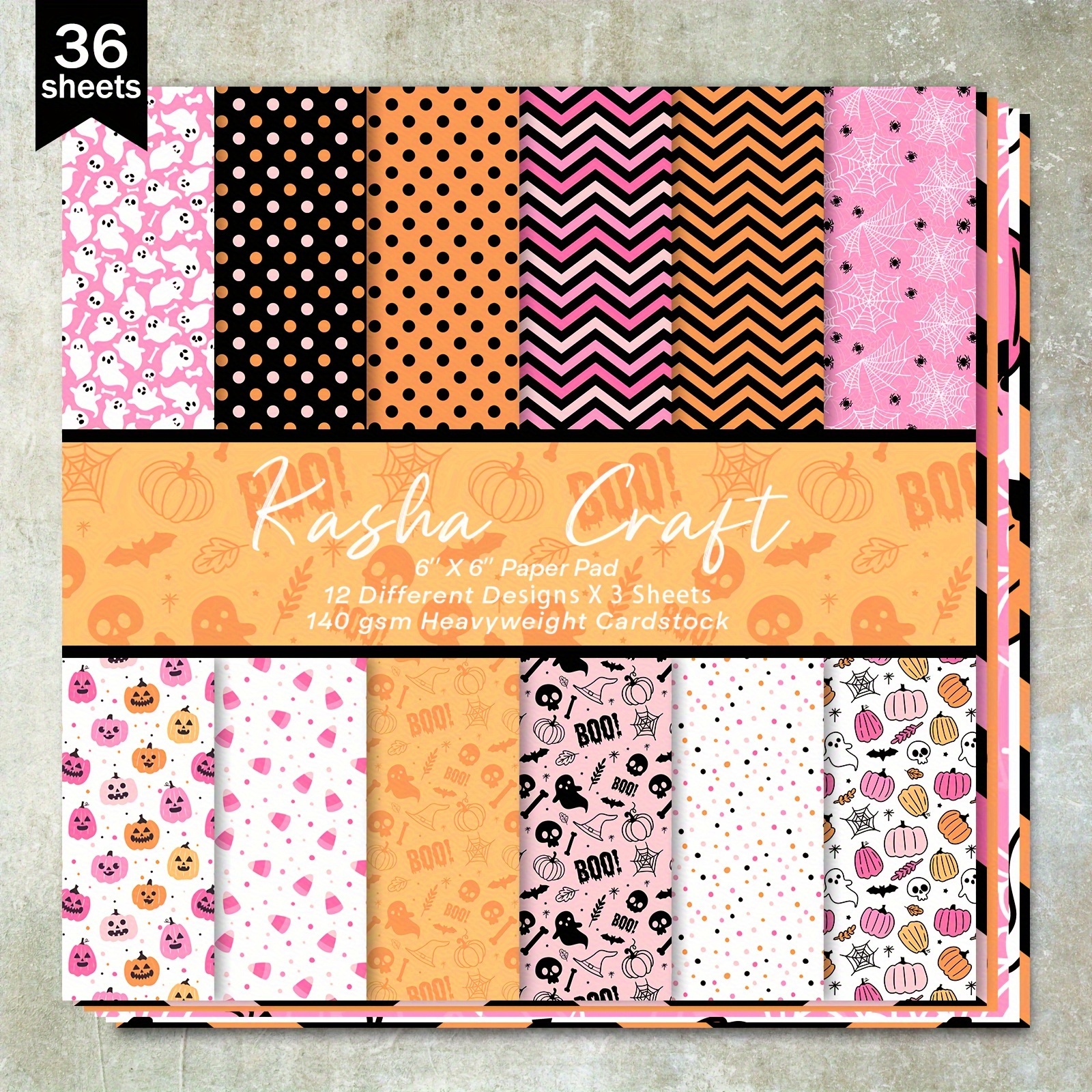 

Craft Themed Scrapbook Paper Pad - 36 Sheets, 6x6-inch Designer Cardstock For Journaling, Scrapbooking, Card Making & Crafts, Includes , Pumpkins, , Stripes & Polka Dots