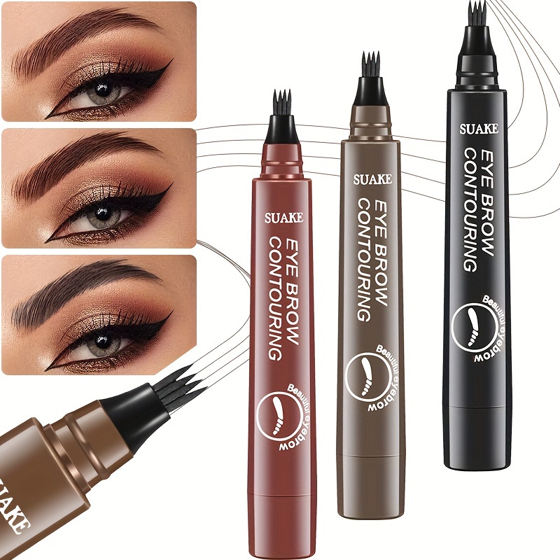 

durable & Precise" Long-lasting Waterproof Eyebrow Pen - 4 Split Head Microblading Pencil For Natural-looking Brows, Suitable For All Skin Types (5 Colors)