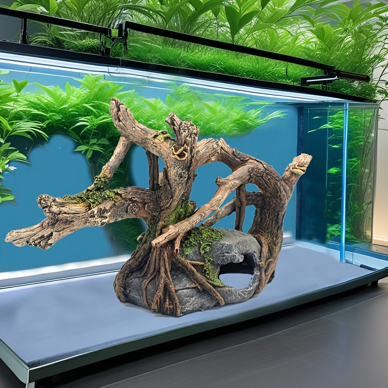 

1pc Artistic Resin Tree Stump Aquarium Decor - Lifelike Fish Landscape With Branches & Base, Ideal For -themed Aquariums, Aquarium Decorations