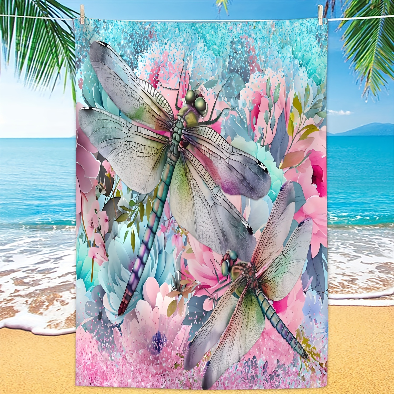 

Microfiber Beach Towel With Dragonfly Design - Quick Dry, , Lightweight For Travel & Swimming