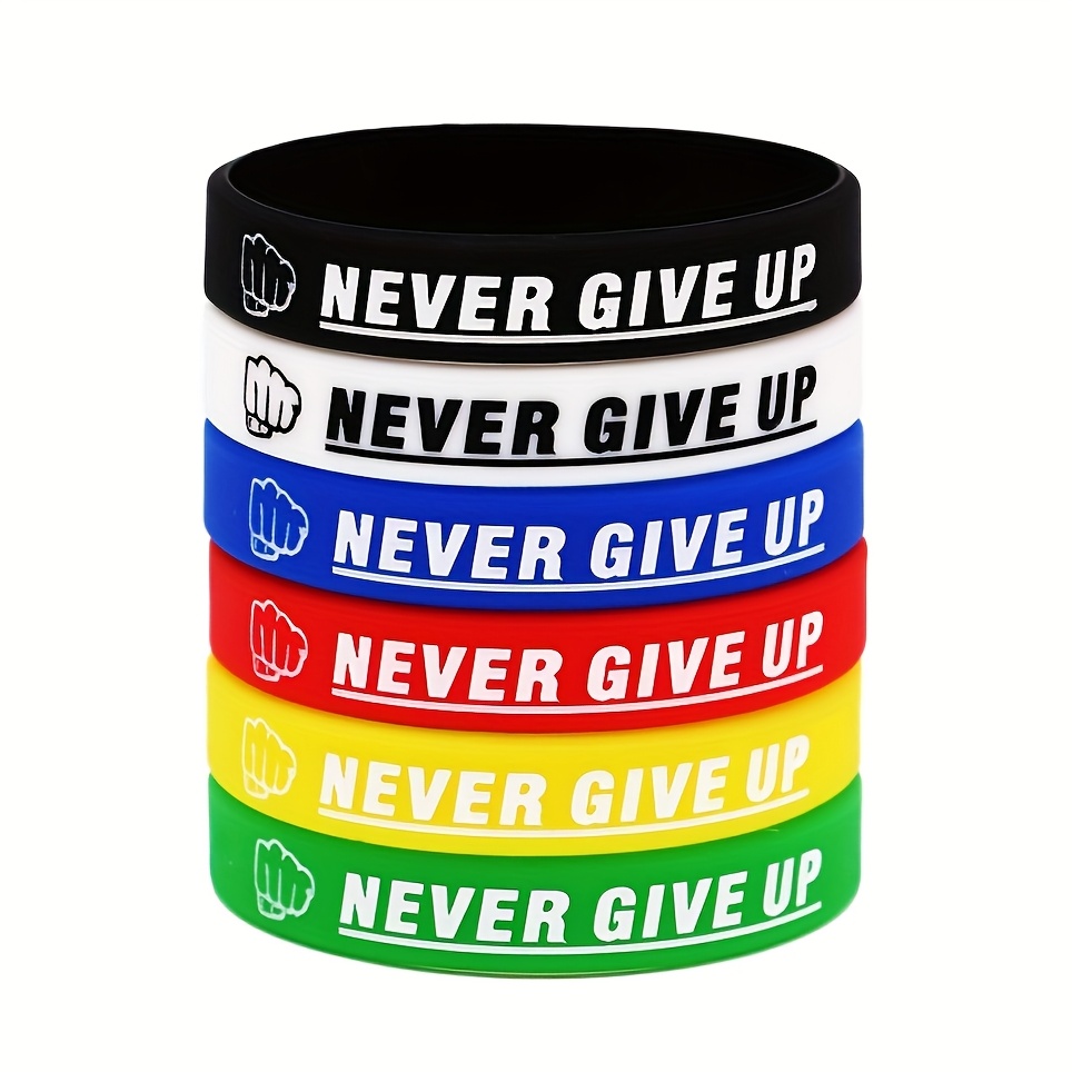 Image of Gift For Her/him 6pcs Motivational Silicone Wristbands For Adults And Youth, For School, Company, And Team Halloween Decorations