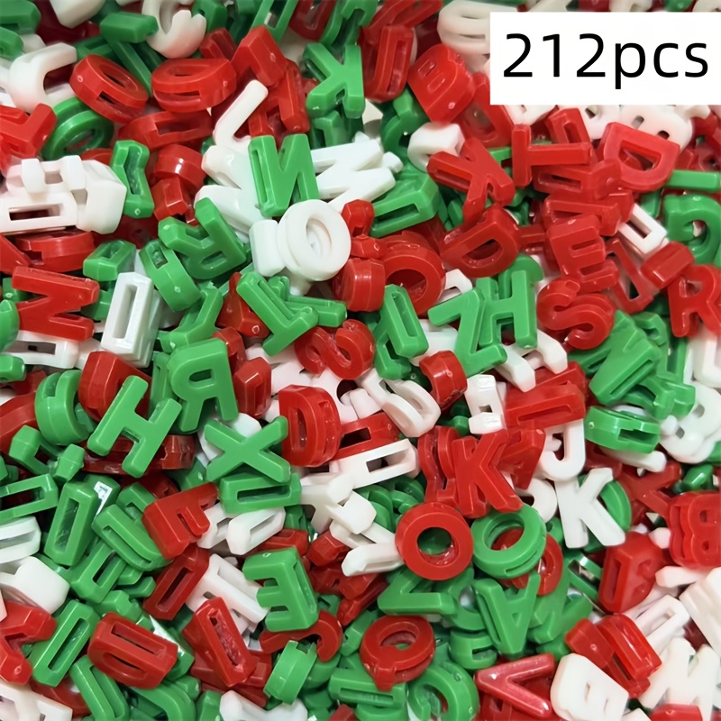 TEMU 212pcs 12mm Red, Green, And White Acrylic Letter Beads, Bracelets, Phone Chains, Jewelry Making Materials, Essential Christmas Materials, Beads,