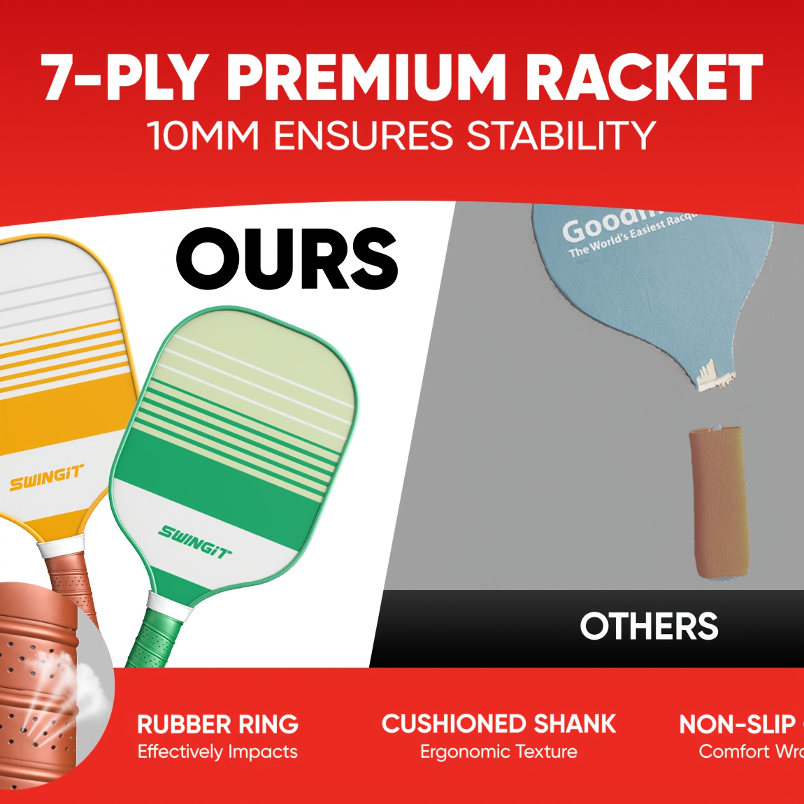 Original Indoor/Outdoor Racket Game Suitable for Family - Multi-Generation Sports with -to-Learn Rules, Indoor/Outdoor Use for & Seniors - Equipment for Christmas, New Year, Mother'/Father' Day Gifts () - Similar to Badminton,