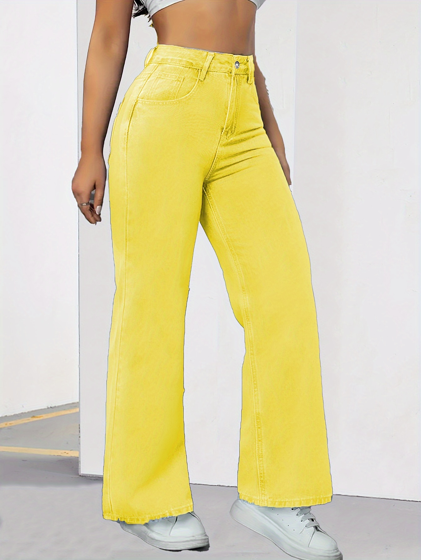 EZKATONのYellow Sandy Wide Denim Pants EZKATON NEW APPAREL❕ - Sand Washed Wide Denim Pants