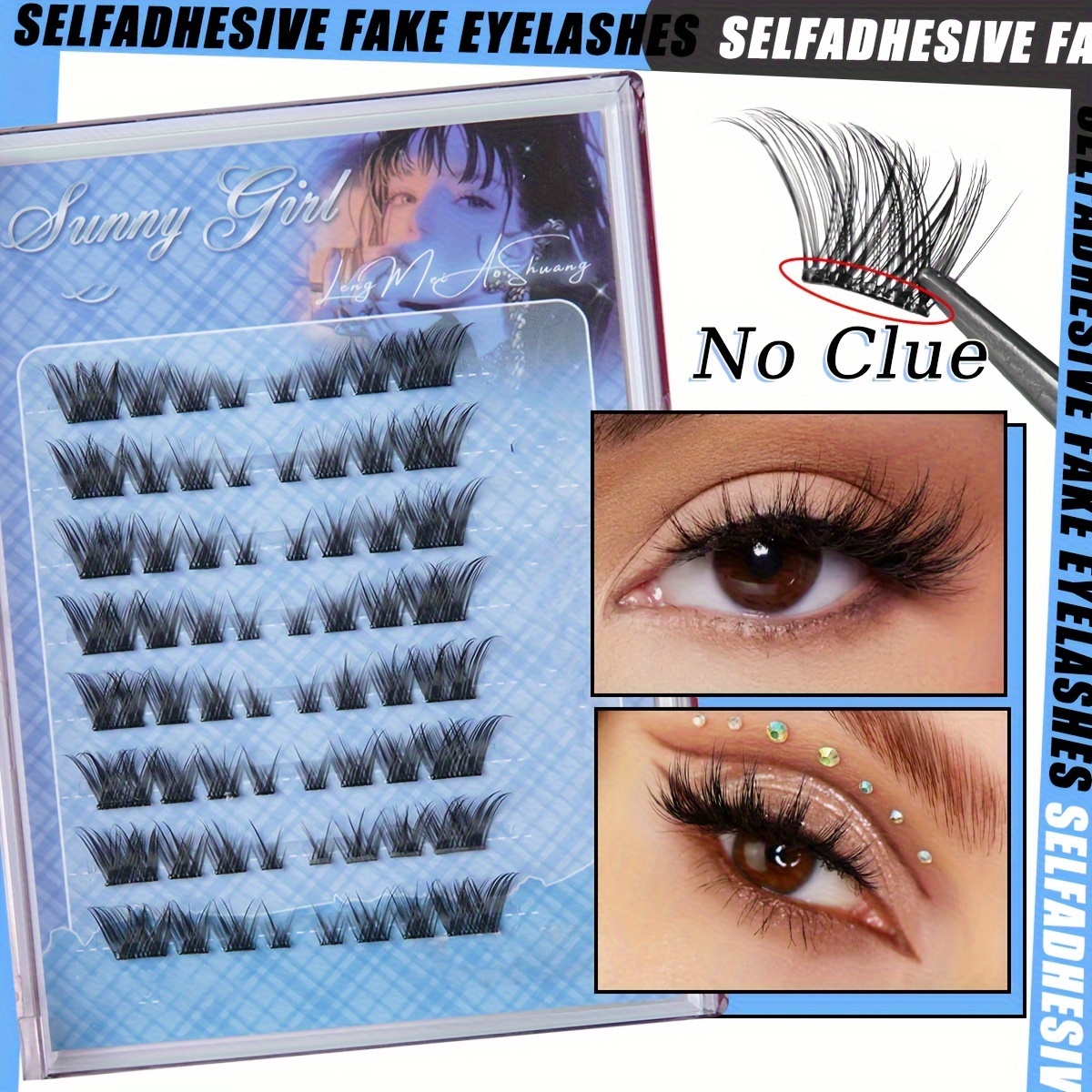 

64 Of Self-adhesive False Eyelashes Single Cluster False Eyelashes Needed Can Diy Cat Style Eyelashes Self- Natural Cartoon Lightweight Length False Eyelashes