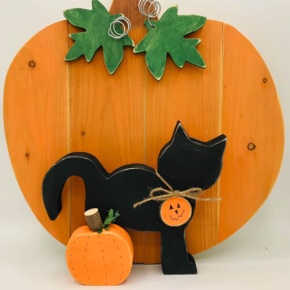 

Charming Wooden Black Cat Figurine - Rustic Decor, Miniature Kitten Craft For Festive Atmosphere, Perfect Gift Idea