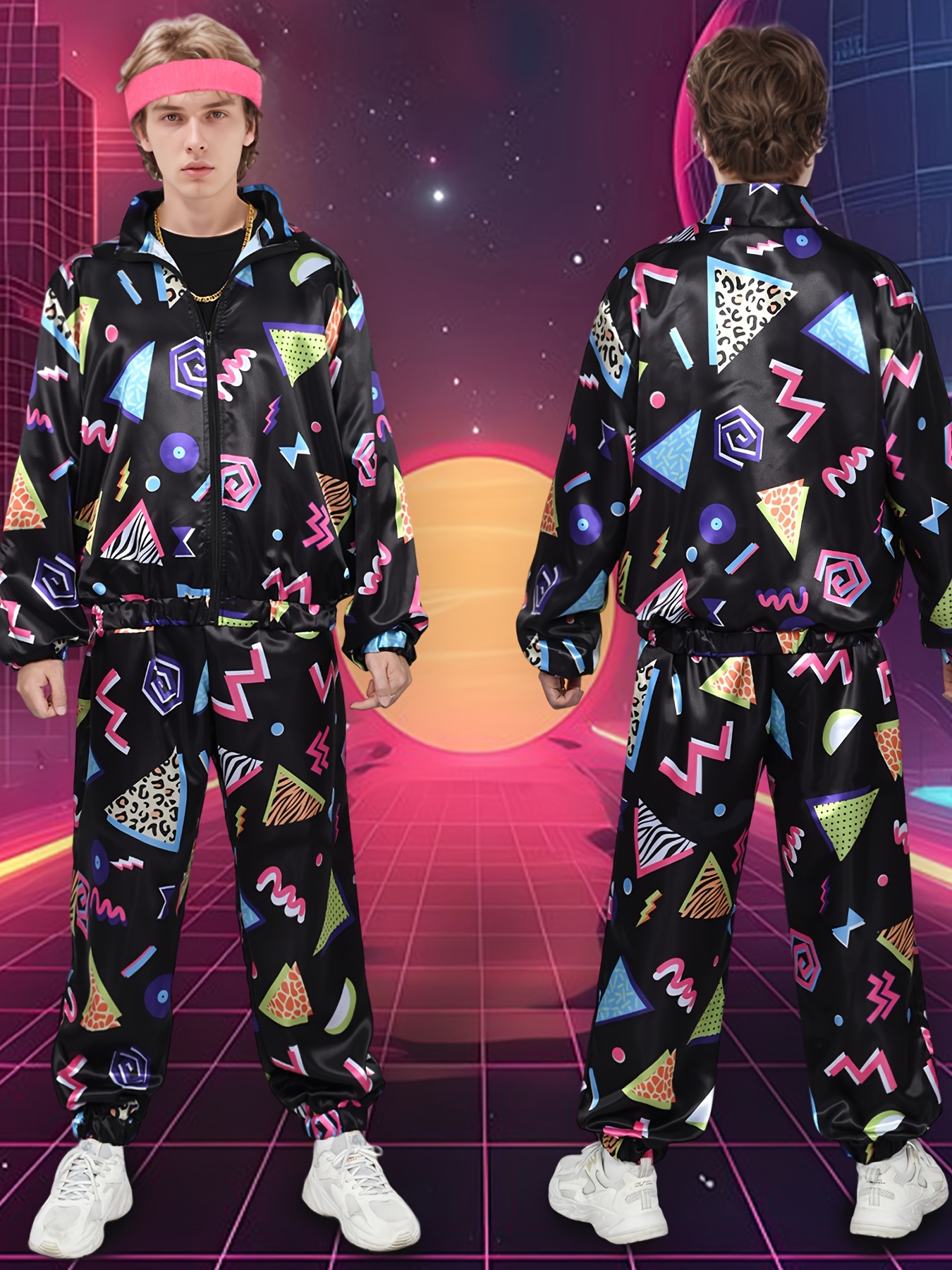 80s 90s Tracksuit for Men Women Retro Hip Hop Outfit Track Suit Windbreaker  Set for Couples Costume, Couples Track Suit 90s Color Sportwear, Part