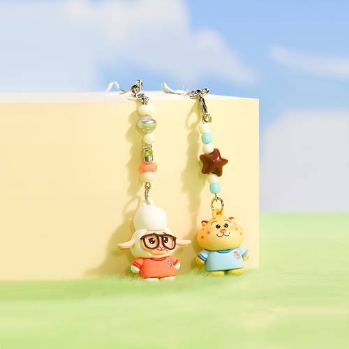 collection mini plush double charm 3d cartoon design beaded style convenient accessory 2pcs