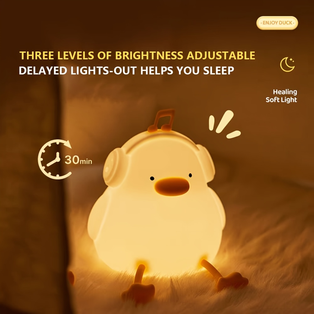 1pc musical duck clap light rgb colorful night lamp with timer function and   protection glow perfect bedside or gift for friends mood lighting room decor decorative light   design durable build touch control portable light adjustable brightness s gift small   Product details 4