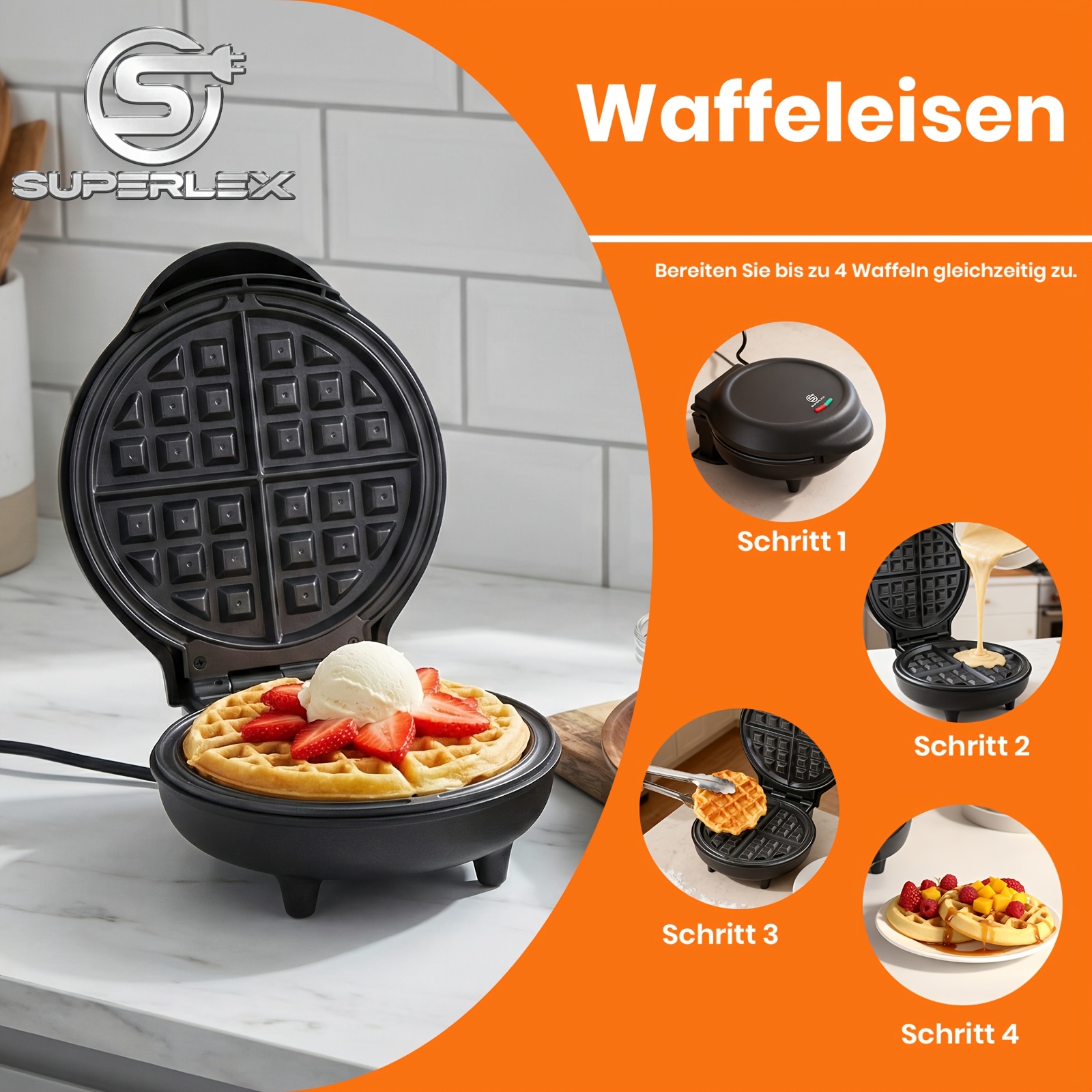 Superlex Waffle Maker & Griddle With , Automatic Temperature Control, 750w Heating Suitable For Party Desserts, , Pancakes, , Breakfast Maker For (-type Plug)