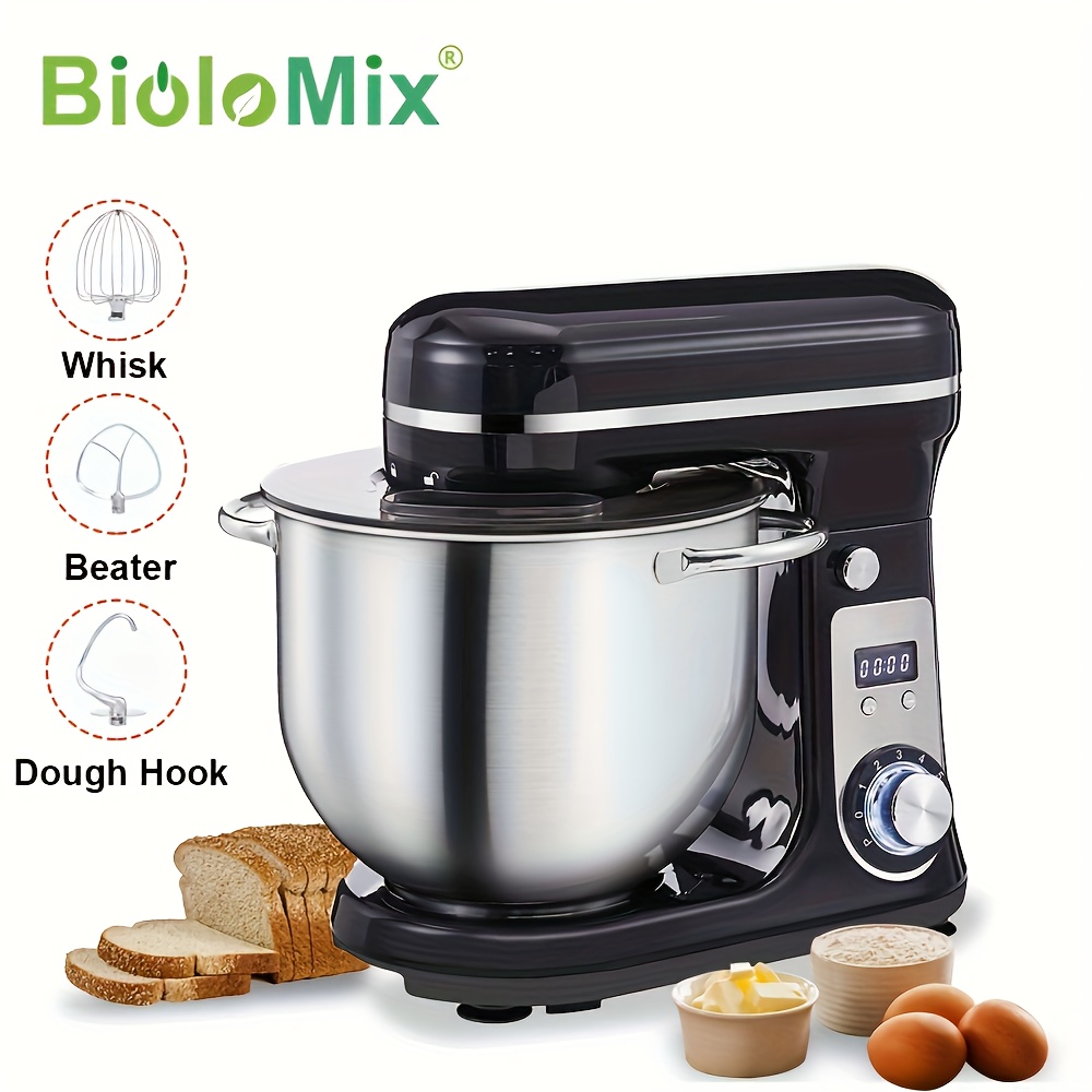 Image of Biolomix 6l Stand Mixer Stainless Steel Bowl 6-speed Kitchen Food Blender Cream Egg Whisk Cake Dough Bread Maker