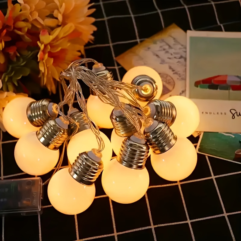78.74-inch 10pcs Led Retro Bulb String Lights, Battery Powered, Plastic Material, Battery Not Included