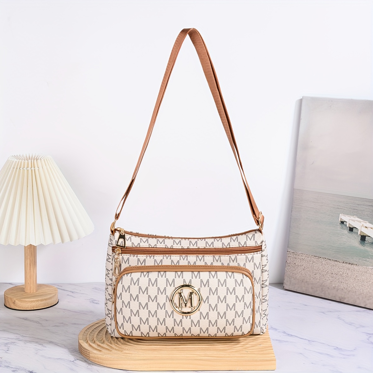Women's Crossbody Bag New 2025 Letter Print Shoulder Casual Vintage Zip Bag