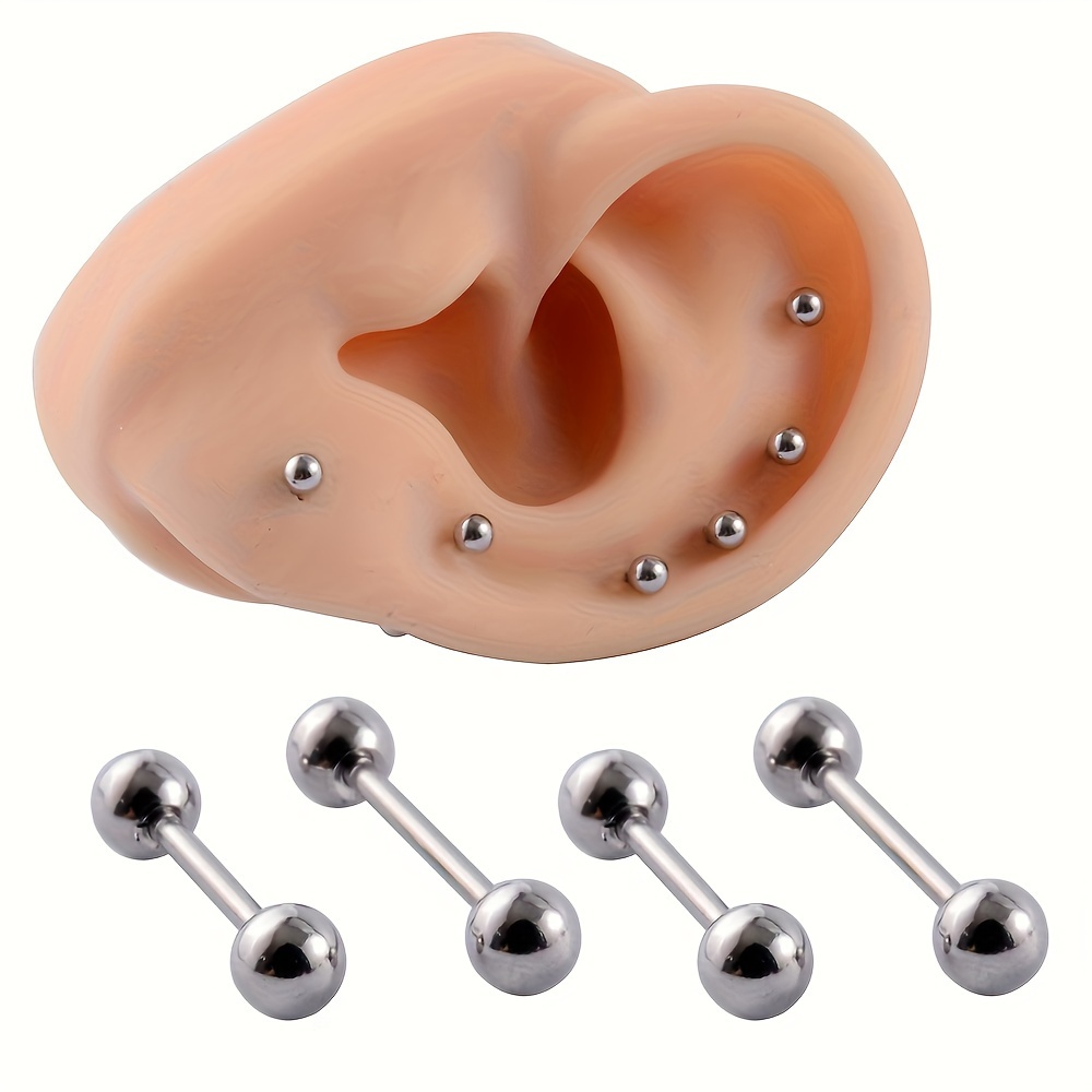 10pcs Stainless Steel Minimalist Ear Piercing Studs, Daily Wear