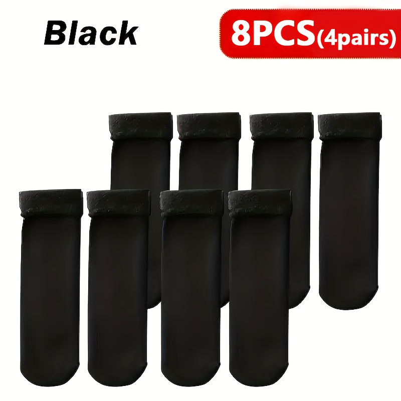 TEMU 8pcs/4 Pairs Unisex Winter Plush Warm Socks, Thick Plush-lined Snow Socks For Autumn And Winter Outdoor Wear