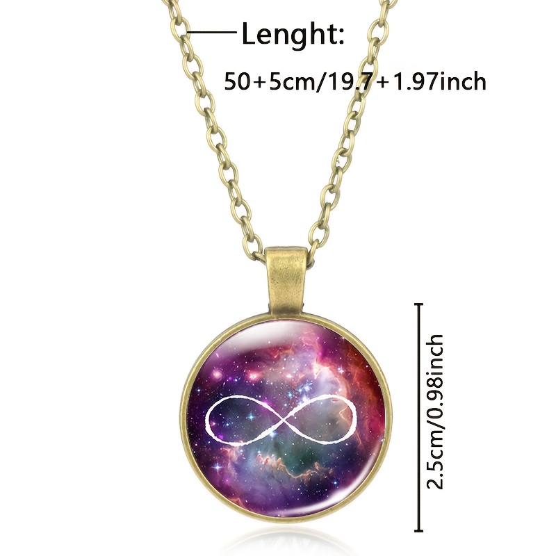 Brown Metal Cosmic Background Glass Inlay Necklace, Artistic