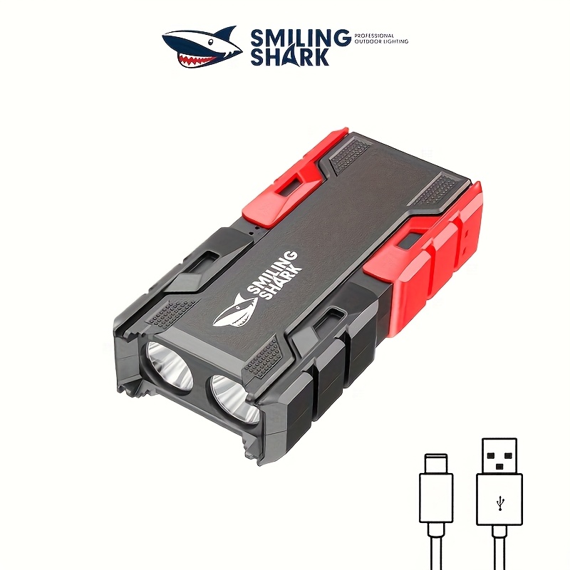 1pc SMILING SHARK Ultra-Bright Portable Power Bank Flashlight Rechargeable, 3 Modes Handheld Small Flashlights, Pocket Size, EDC Emergency Flash Light, USB-C Torch Light for Camping, Hiking, Charging