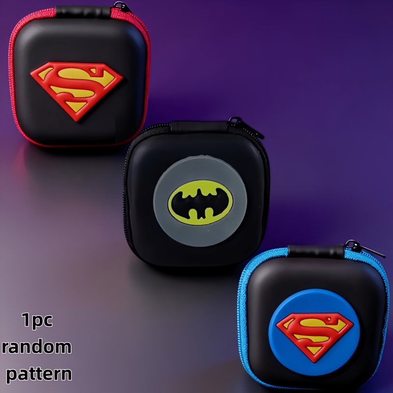 TEMU Wb 1pc Random Pattern, Superman, Batman, Cable Organizer Pouch, Storage Bag, Compact Eva Storage Case, Suitable For Power Banks, , Data Cables,