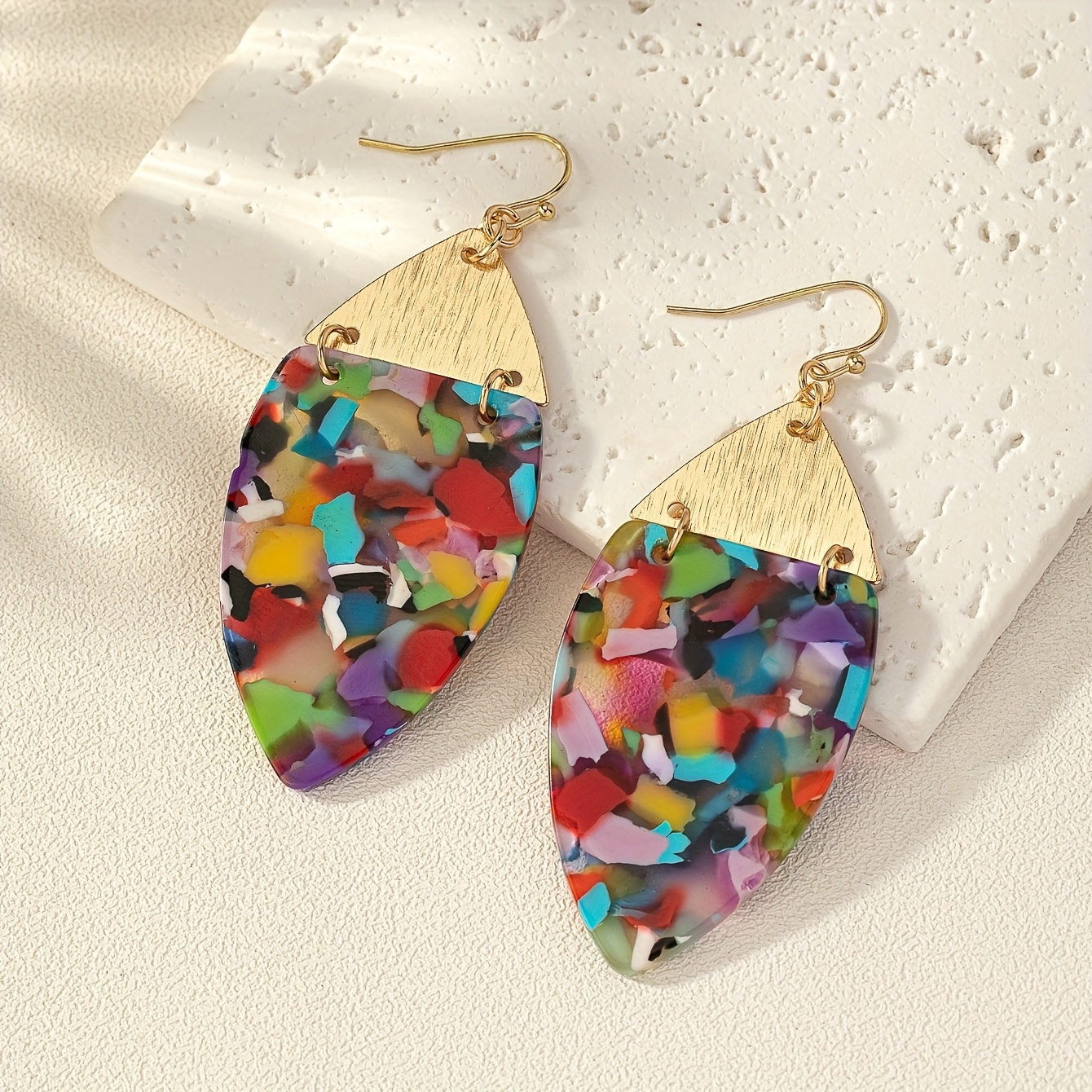 

Leaf Shape Colorful Dangle Earrings Bohemian Simple Style Acrylic Jewelry Trendy Holiday Ear Ornaments