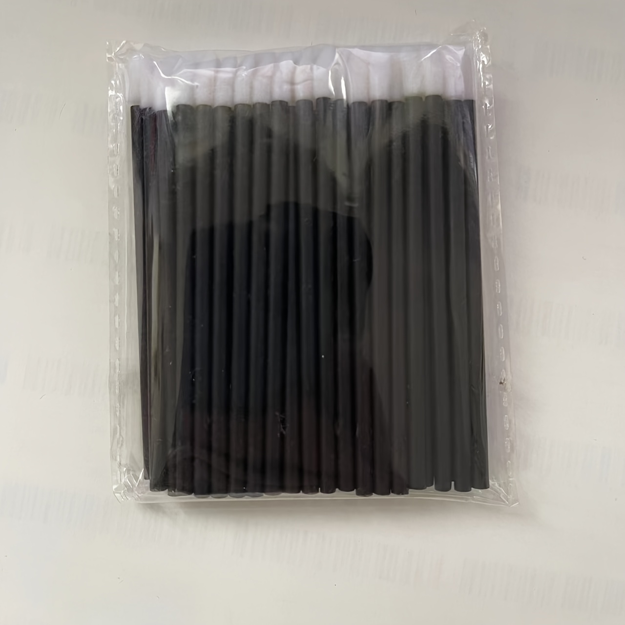 Black 50pcs Disposable Hollow Stem Lip Brush, Portable Lipstick Brush, Lip Gloss Brush, Portable Lip Brush