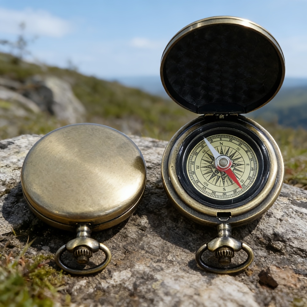 TEMU Metal Vintage Compass, Outdoor Navigation Bearings Compass