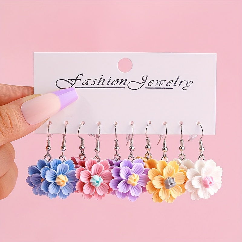 

5 Pairs Of Cute Flower Earrings For Girls