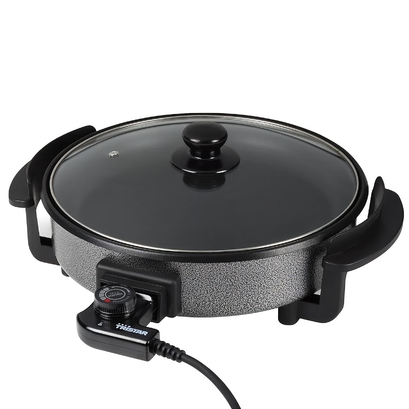 electric hot pot electric cooker frying pan flat frying   baking pan multifunctional easy to clean adjustable temperature dual tube heating non stick large capacity suitable for pancakes baking pizzas stir frying and hot pot