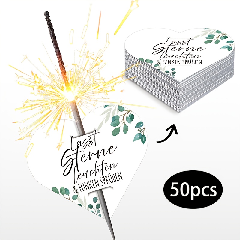 Image of 50pcs, German, Glitter Tags - Party Favor Cards, Suitable For Weddings, New Year's Eve, And Birthday Cards - Star Splash Holder Cards With Guest Patterns