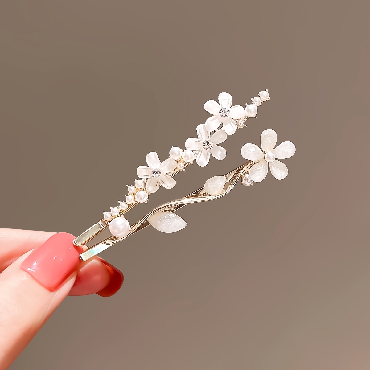 E-shop Blumenhaarschmuck Süße Haarnadel Damen Nahtlose Seitenschlitz Pony Clip Netz Rote Haarspange