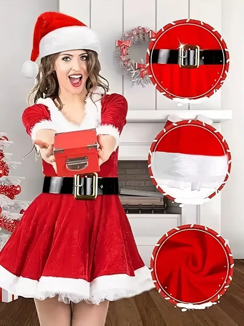 5pcs set womens christmas dresses santa claus role playing - Temu 5pcs set womens christmas dresses santa claus role playing - Temu
