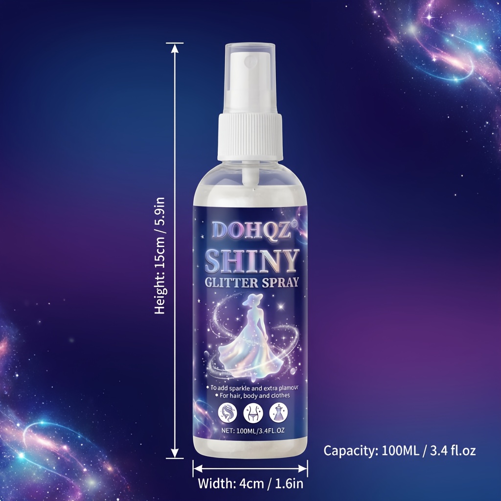 Dohqz™ Long-wear Shimmer Spray - 100ml Silvery Glitter, Water-resistant And Easy To