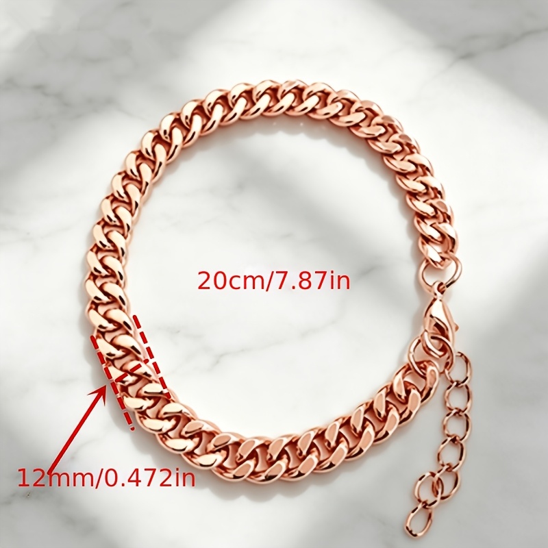 Unisex Rose Gold Plated Cuban Lock Bracelet — Adjustable Gift