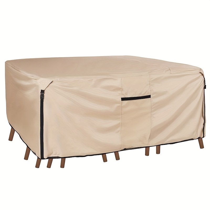 durable outdoor table cover for heavy duty use suitable for dining tables and chairs made from tough canvas