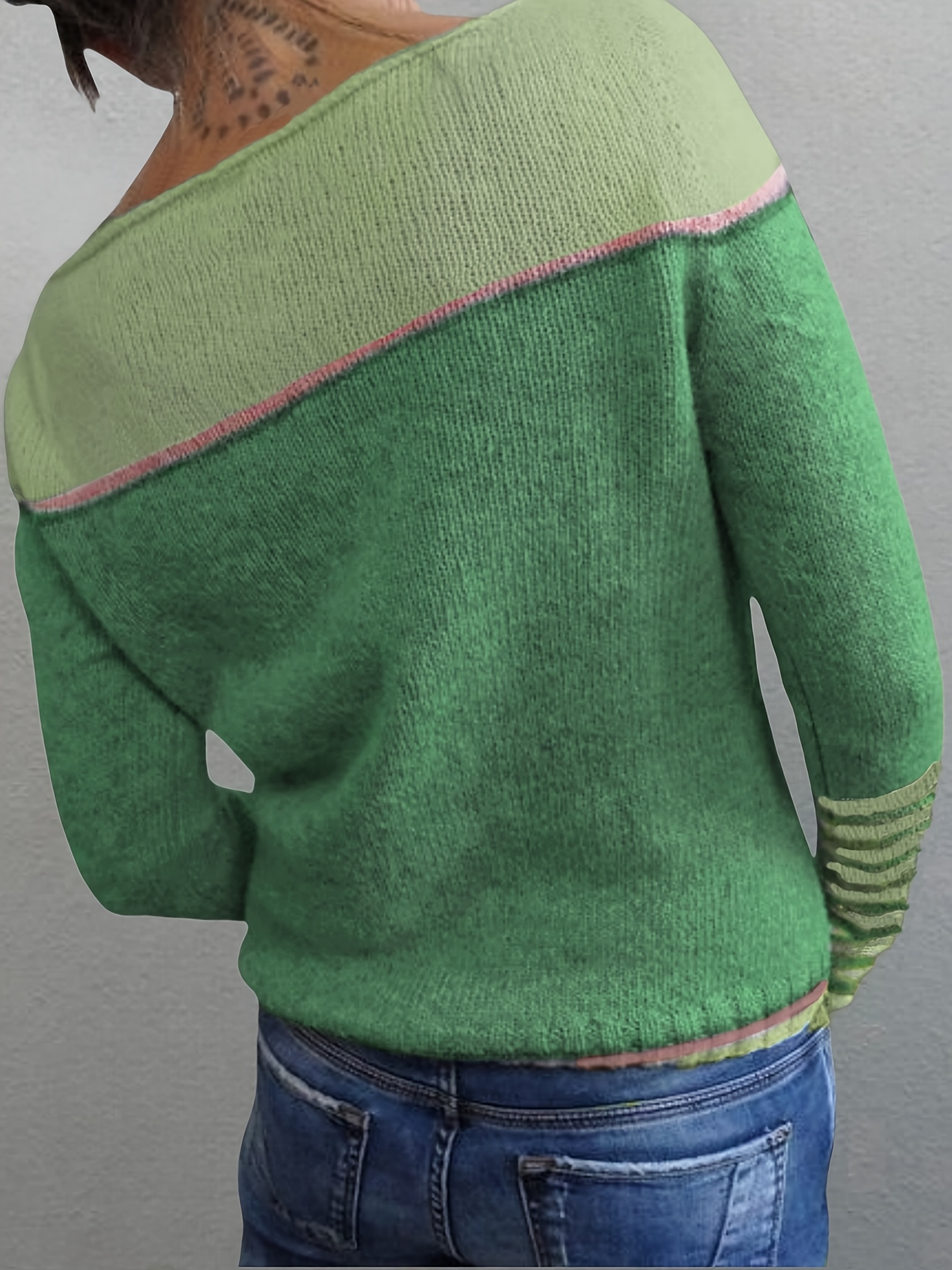 Pull Décontracté à Rayures et Blocs de Couleur