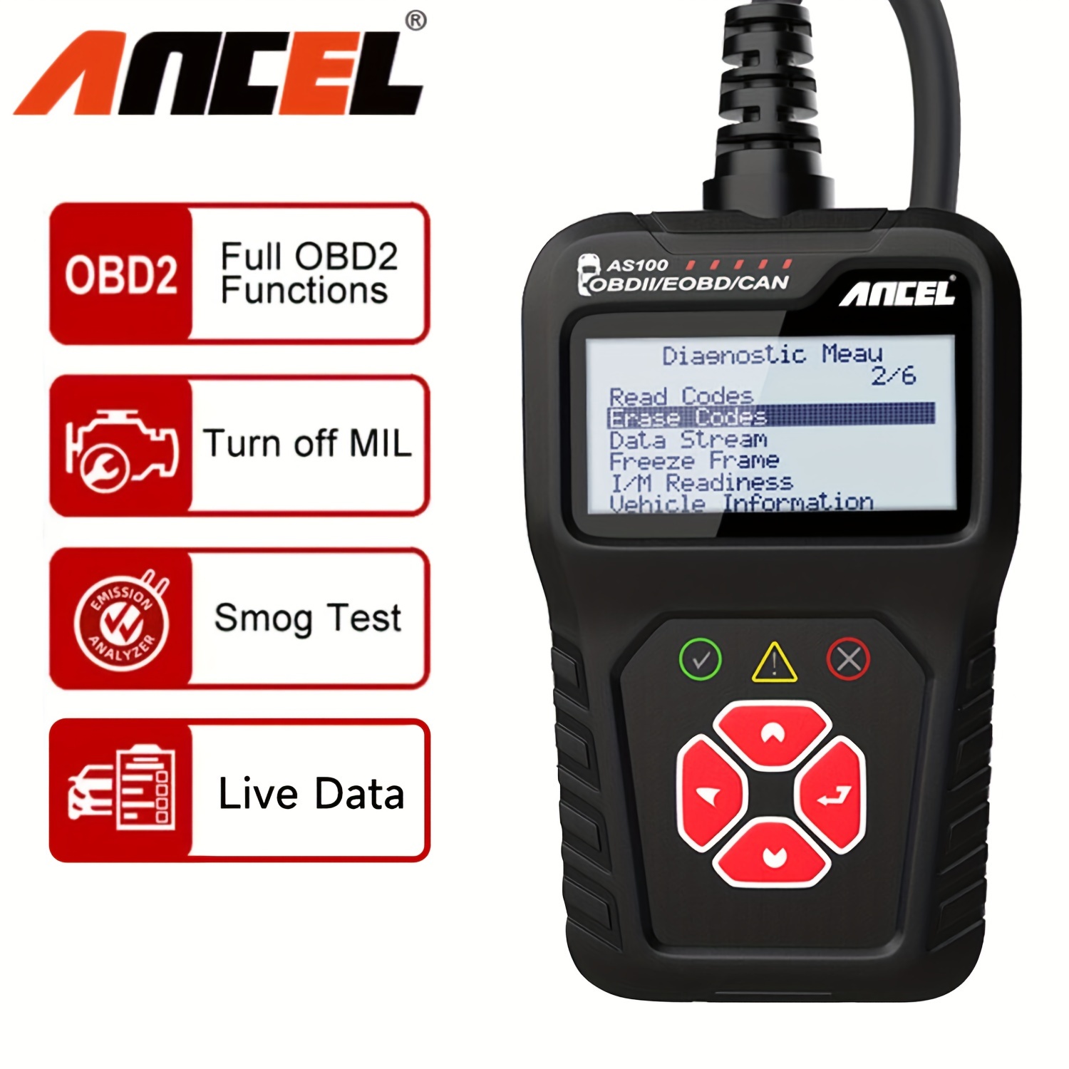 

Ancel As100 Obd2 Engine Code Reader Obd Ii Scanner Engine Analyse Read Code Erase Code Auto Diagnostic Tool