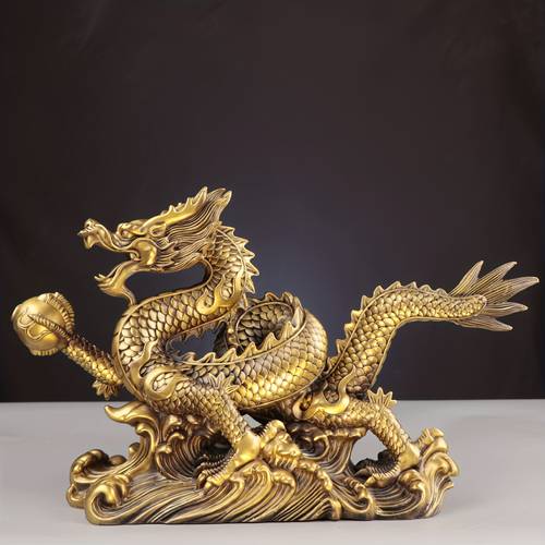 1pc statue ornament collectible figurines dragon figurines golden chinese dragon statue small brass ornaments for home office new year decor for home crafts office desktop decoration