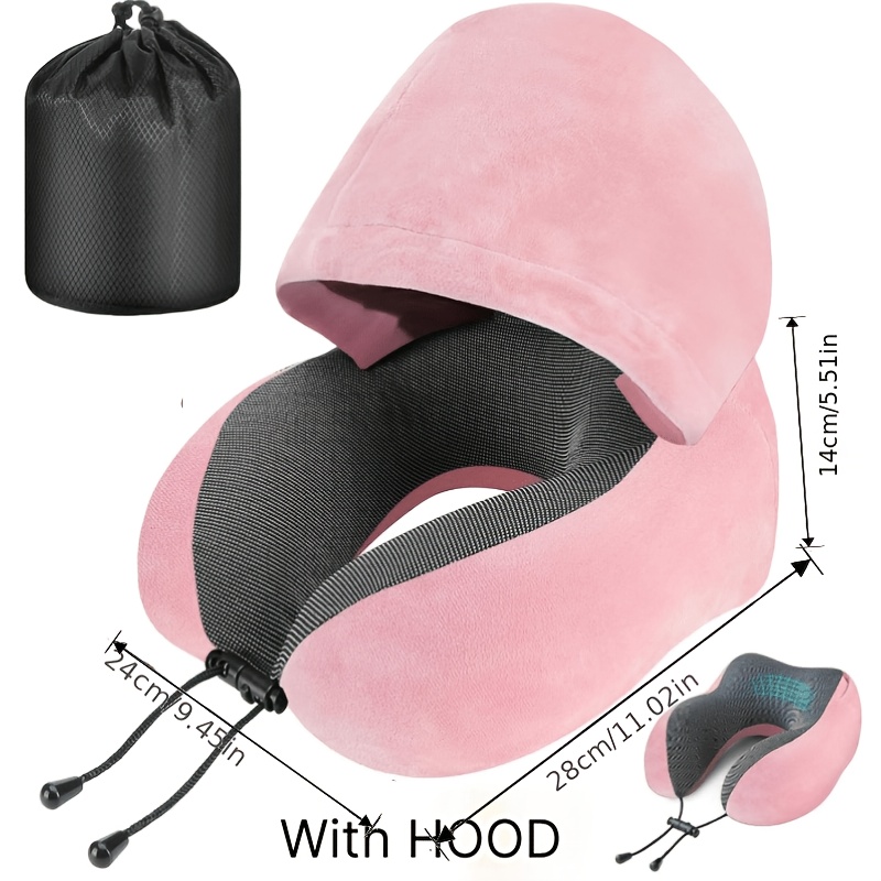 TEMU Light Pink Ergonomic Travel Neck Pillow, Upgraded Memory Foam Cushion -friendly Cover For Travelers