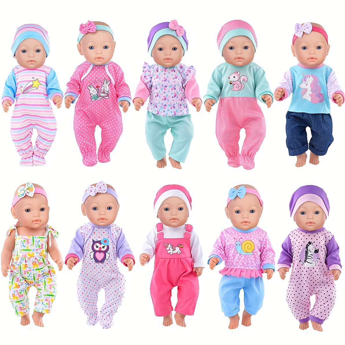 

10 Sets Doll Clothes Accessories Play Set Rompers Outfits For 14-16 Inch Dolls And 43cm/17 Inch New Baby Dolls (no Doll) Christmas Gifts