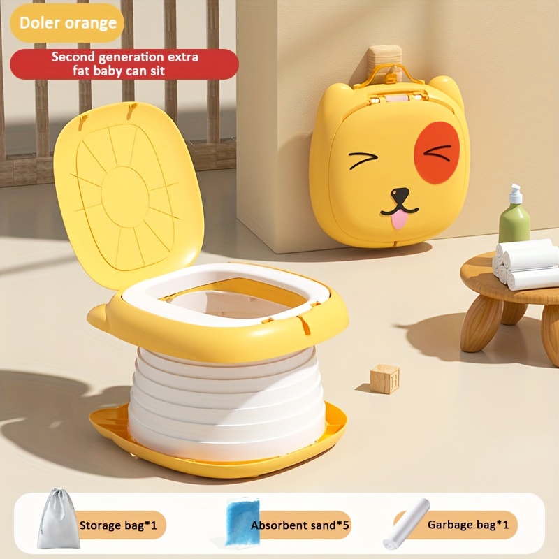 Foldable Travel Potty For Toddlers - Portable Toilet With Storage For Bags (Grey)