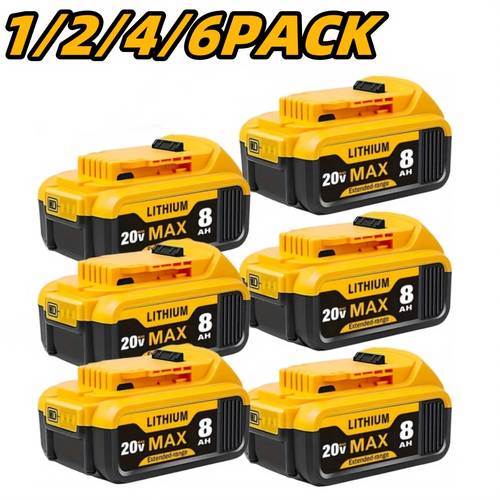 item picture 1 2 4 6pack 8 0ah replacement battery for dewalt compatible with for dewalt 20 batteries dcb200 dcb206 dcb204 dcb203 dcb208 for dewalt 20v cordless power tools