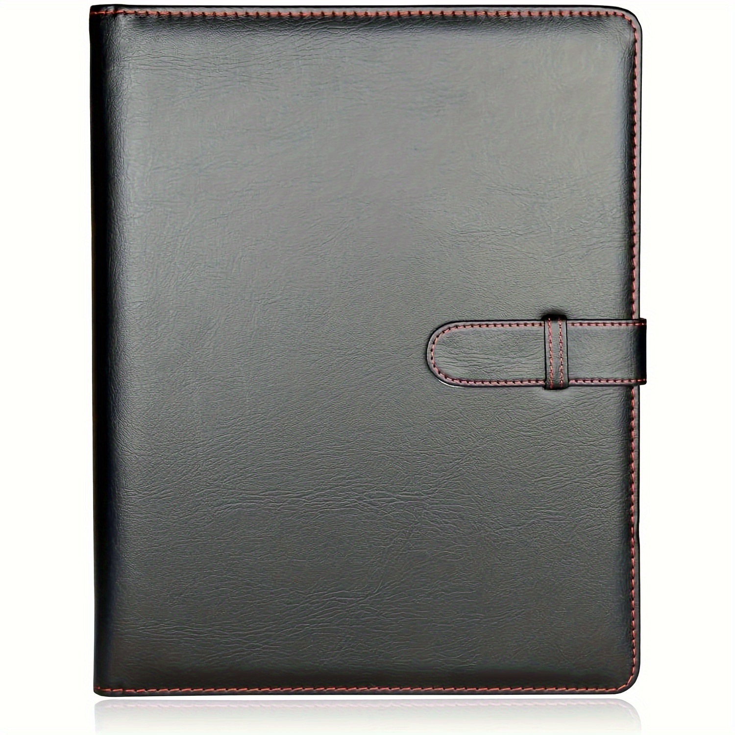 

1pc A4 Leather Portfolio Folder With Ring Binder - Oil Rubbed , Foldable Business Padfolio, 40 Plastic Pockets, Insert Mount, No Electricity Needed, Desk & Drawer Organizer For Home Storage