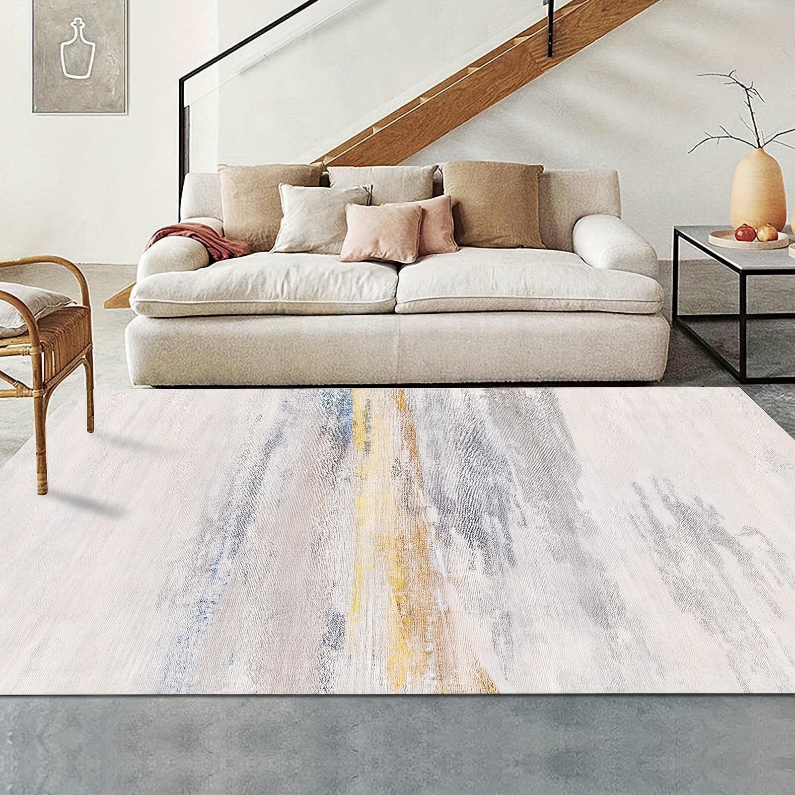 

Abstract Vignetting Area Rugs For Living Room, Bedroom, Hallway, Dining Room, Non-shedding, Non Slip Backing, Floor Decoration Carpets, Gray-golden
