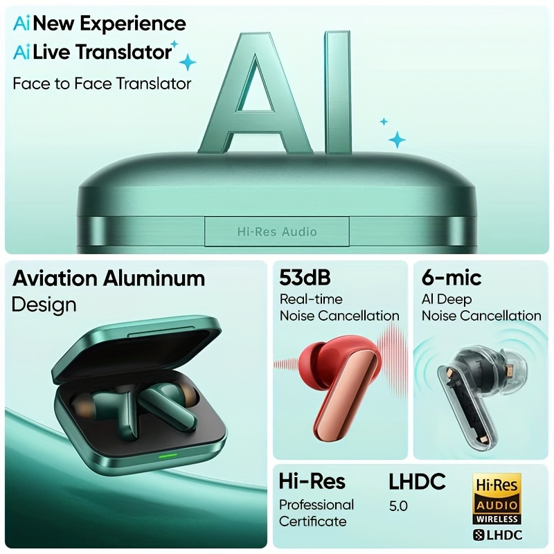 Realme Buds Air7 Pro Draadloze Oordopjes, met 12.4 mm Dynamische Bass Drivers, 52 uur Afspeeltijd, 52 dB Hybride Actieve Ruisonderdrukking, High-Resolution LHDC Intelligente Ruisonderdrukking, en een Batterijduur van tot 52 uur