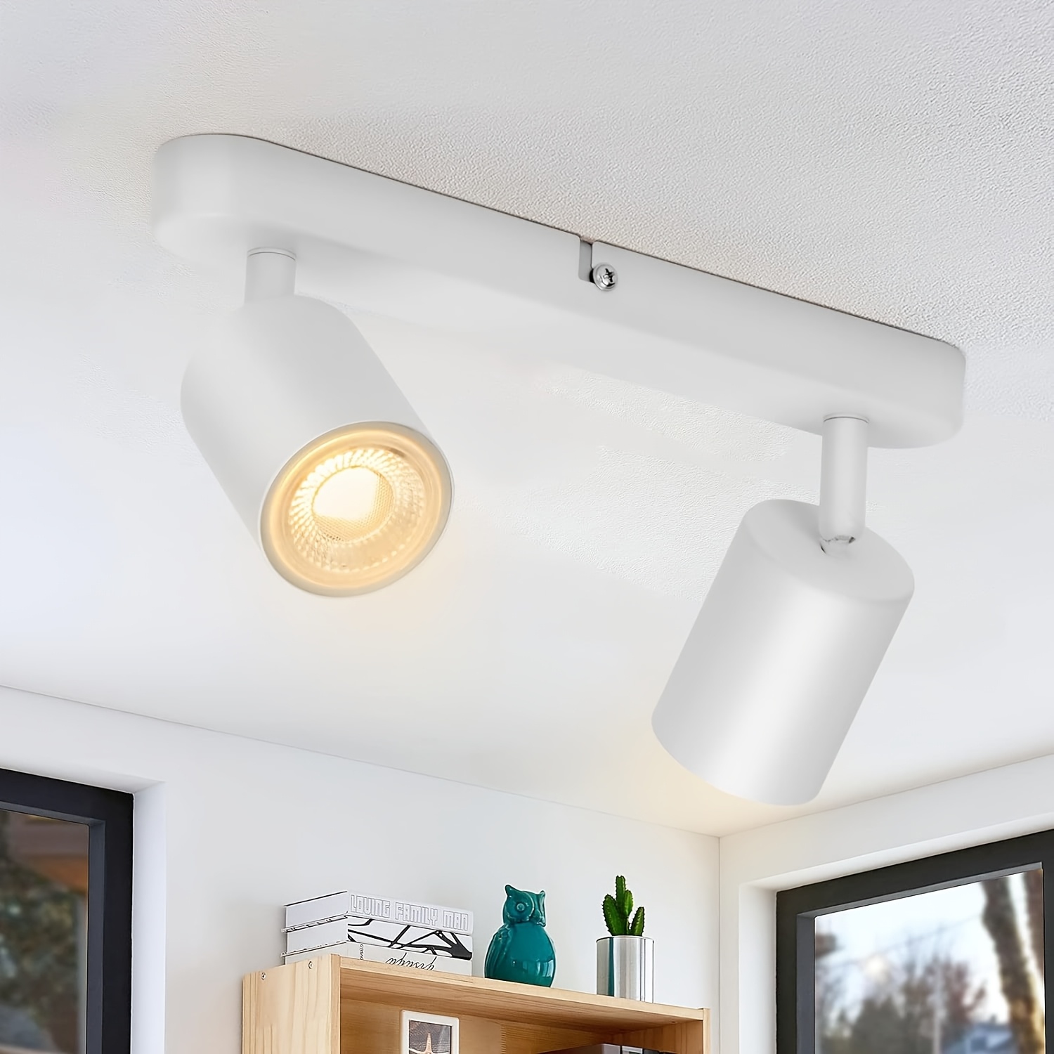 1 Piece Ceiling Light, 2 Rotatable Gu10 Ceiling Lights, Spotlights, Bar Ceiling Lights, Black, White, Modern Ceiling Lights, Kitchen, Bedroom, Living Room Ceiling Lights (excluding Light Bulbs)