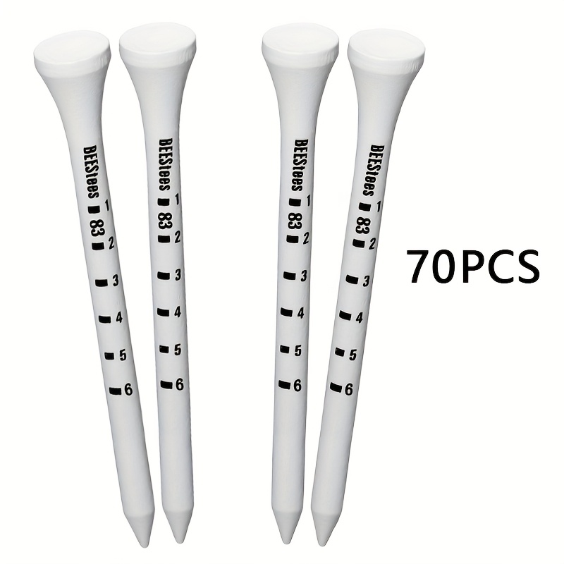 TEMU Tees de golf en bois 54/70/83MM, tees en bois , 70 pièces par , tees imprimés en bois avec échelle numérique, bornes de limite pour support de